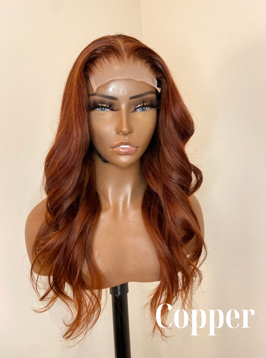 Copper wig on mannequin